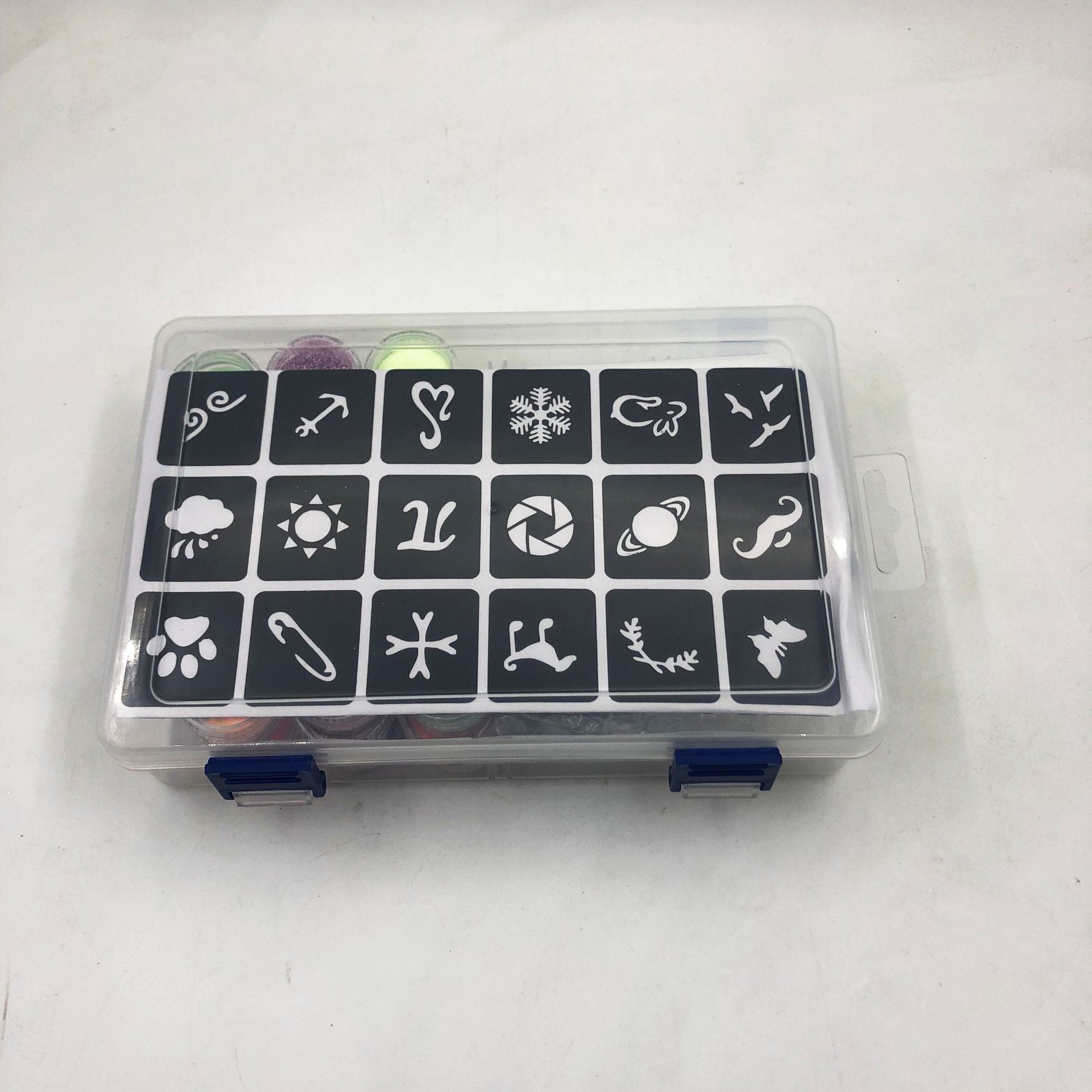 JMT-741834 Fantasy Gold Powder Temporary Tattoo Paste Set with 30 Color Flash Powders and 6 Luminous Powders