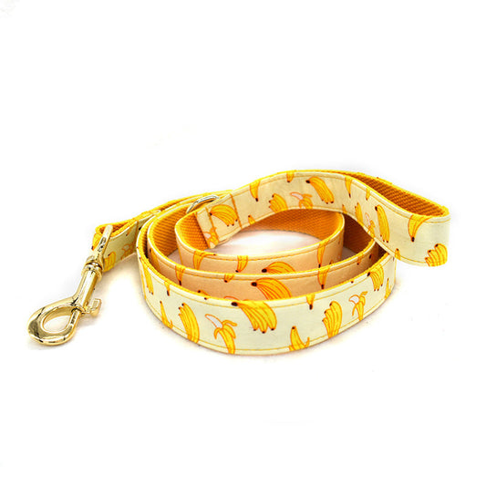 JMT-741898 Stylish Yellow Banana Dog Leash and Collar Set for All Seasons