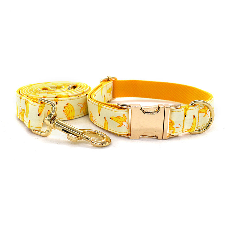 JMT-741898 Stylish Yellow Banana Dog Leash and Collar Set for All Seasons