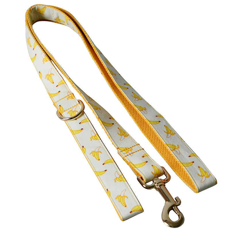 JMT-741898 Stylish Yellow Banana Dog Leash and Collar Set for All Seasons
