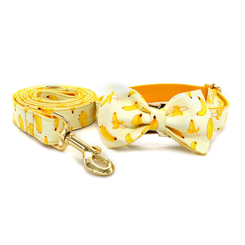 JMT-741898 Stylish Yellow Banana Dog Leash and Collar Set for All Seasons