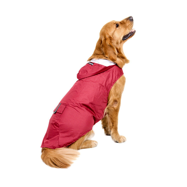 JMT-742026 Reflective Waterproof Pet Raincoat Poncho for Large Dogs - Spring and Autumn Styles, Available in 3XL-6XL