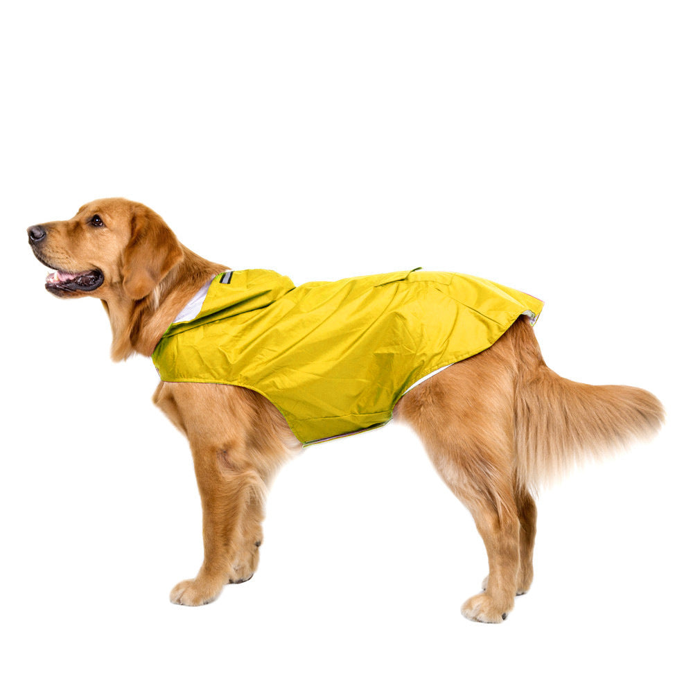 JMT-742026 Reflective Waterproof Pet Raincoat Poncho for Large Dogs - Spring and Autumn Styles, Available in 3XL-6XL