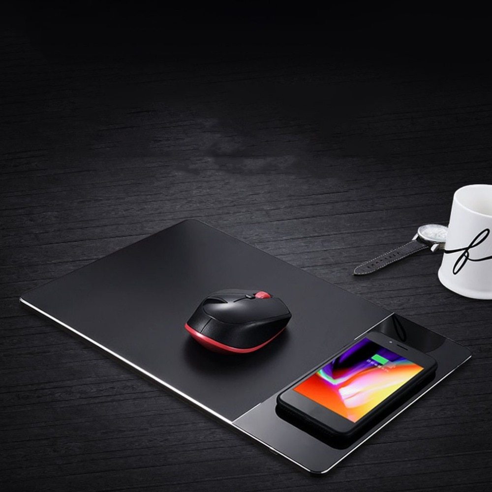 JMT-742090 Aluminum Alloy Wireless Charger Mouse Pad with Non-Slip Base and Safety Features