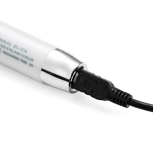 JMT-742538 Electric Heated Eyelash Curler with USB Charging, 360° Rotating Design, White
