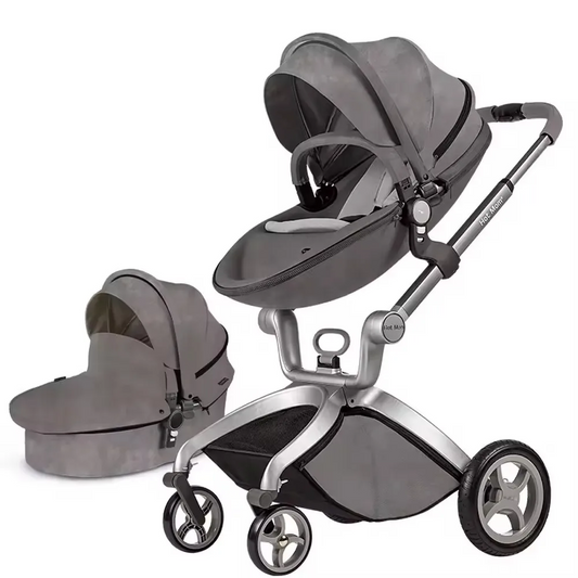 JMT-742666 Luxury 3-in-1 PU Leather Baby Stroller with High Landscape Design