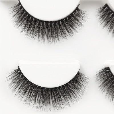 JMT-742666 Natural 3D Mink Eyelashes - 3 Pairs of Handcrafted Long False Lashes with Cotton Stems
