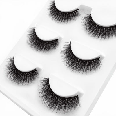 JMT-742666 Natural 3D Mink Eyelashes - 3 Pairs of Handcrafted Long False Lashes with Cotton Stems