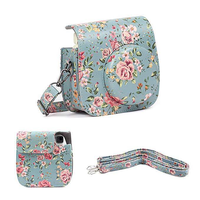 JMT-742730 Polaroid Mini 8/8+/9 Camera PU Leather Bag in Rose with Shoulder Strap