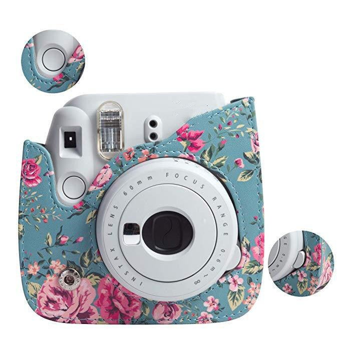 JMT-742730 Polaroid Mini 8/8+/9 Camera PU Leather Bag in Rose with Shoulder Strap