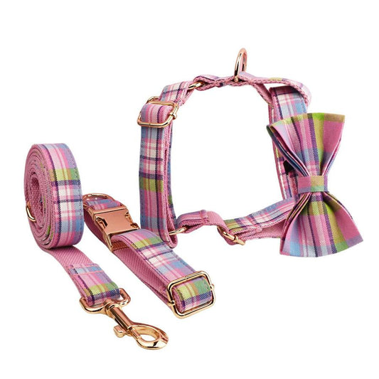 JMT-742730 Qicaigei Pet Collar and Leash Set with Bow and Vest for Dogs
