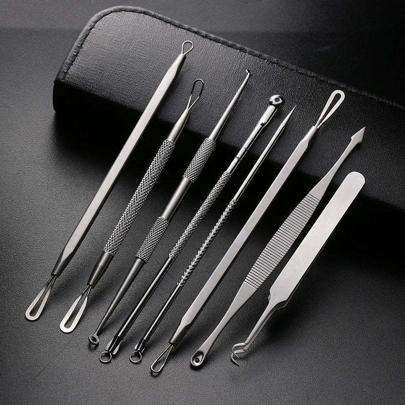 JMT-742794 Stainless Steel Acne Needle Set - 8-Piece Tool Kit for Blackhead Removal and Acne Care