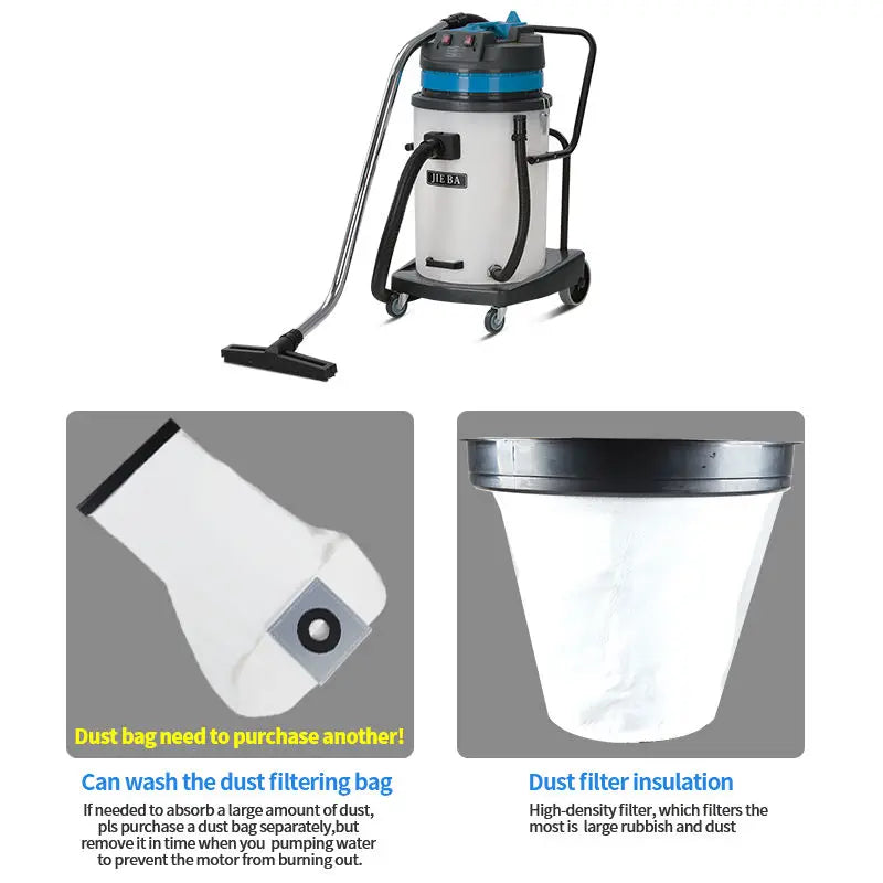 JMT-742858 90L High-Power Yellow Vacuum Cleaner for Commercial and Industrial Use