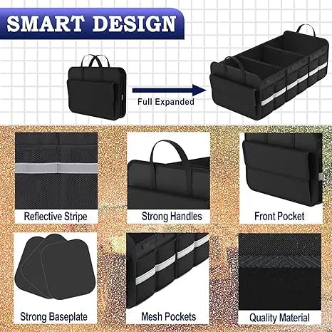 JMT-743178 Collapsible Folding Car Trunk Organizer for SUVs - Versatile Storage Solution
