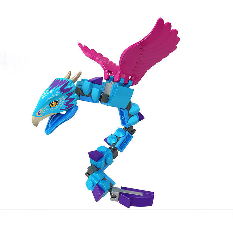 JMT-743370 Animal Building Blocks Set - Thunderbird, Snake, Spider, Rhino Puzzles for Kids (0-38 Pieces)