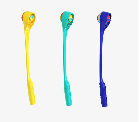 JMT-743690 Outdoor Dog Toy Ball Thrower - Multifunctional Plastic Cue Ball Launcher, Blue & Sky Blue, Lightweight at 173g