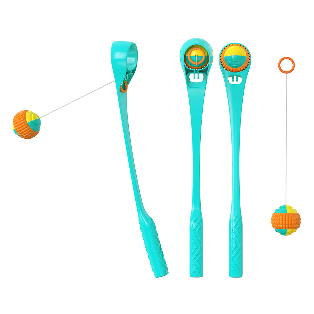 JMT-743690 Outdoor Dog Toy Ball Thrower - Multifunctional Plastic Cue Ball Launcher, Blue & Sky Blue, Lightweight at 173g