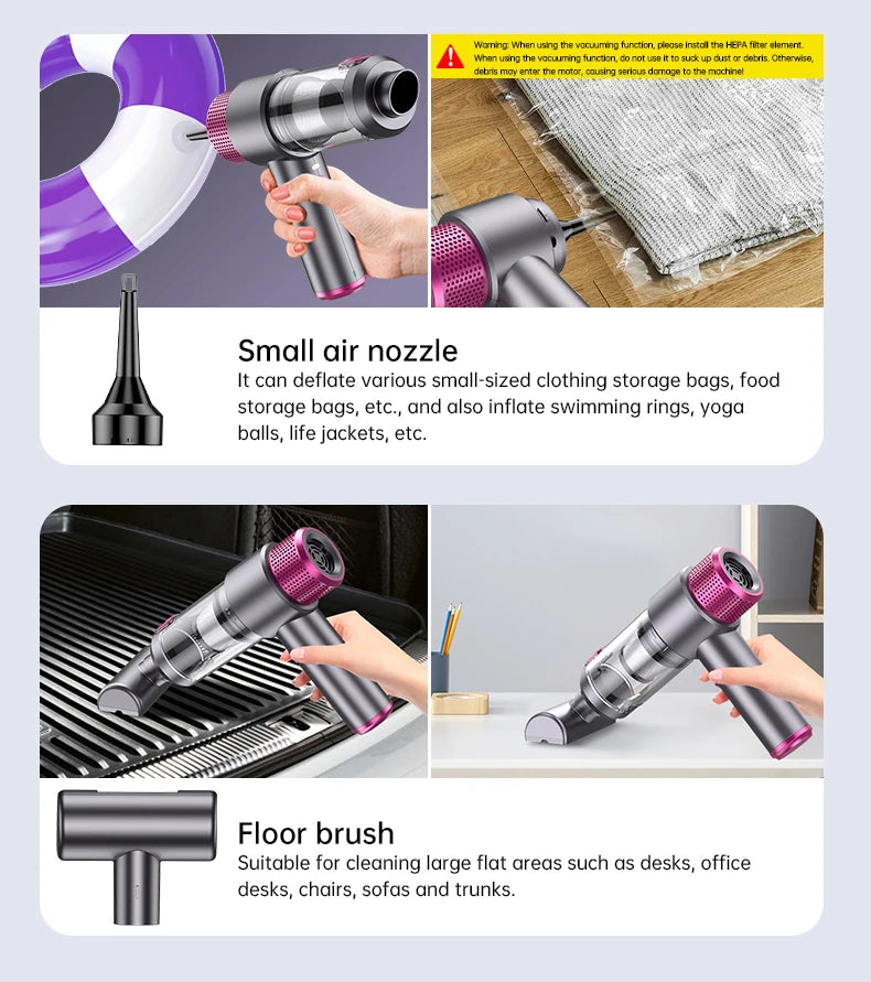 JMT-744010 Portable Cordless Handheld Vacuum Cleaner with 16000PA Suction Power for Home, Office, and Pet Cleaning
