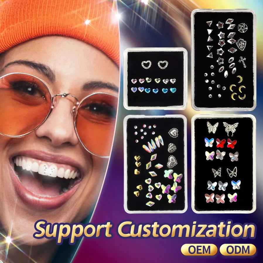 JMT-744074 Radiant Smile 18K Gold Tooth Gems Kit with Shimmering Colors and Shapes