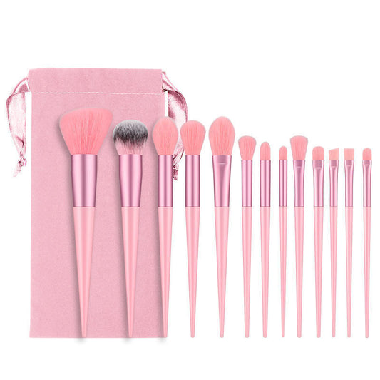 JMT-744138 13-Piece Makeup Brush Set with Wooden Handles and Cloth Bag for All Seasons