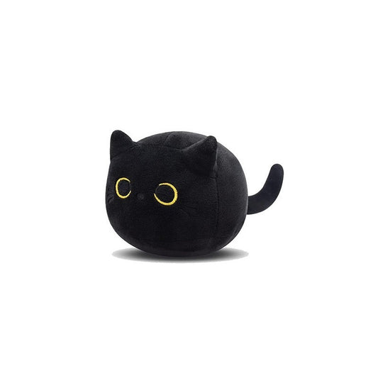 JMT-744522 Fluffy Black Cat Plush Toy - Soft Stuffed Animal Cushion for Home Decor and Kids' Gifts