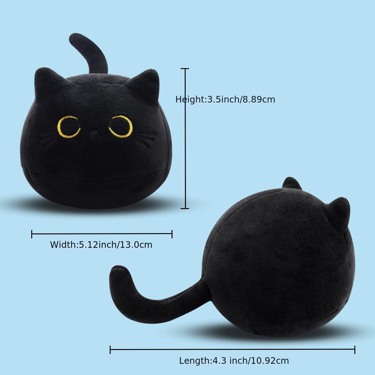 JMT-744522 Fluffy Black Cat Plush Toy - Soft Stuffed Animal Cushion for Home Decor and Kids' Gifts