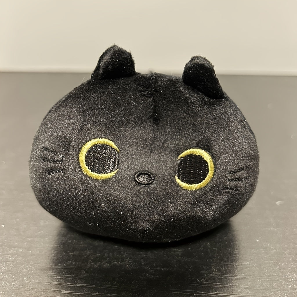 JMT-744522 Fluffy Black Cat Plush Toy - Soft Stuffed Animal Cushion for Home Decor and Kids' Gifts