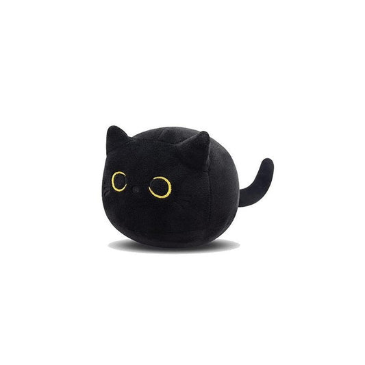 JMT-744522 Fluffy Black Cat Plush Toy - Soft Stuffed Animal Cushion for Home Decor and Kids' Gifts