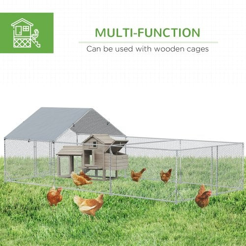 JMT-744714 Large Walk-In Metal Chicken Coop with Waterproof UV Cover – Spacious Outdoor Enclosure for Poultry and Small Animals, 19.7' x 9.8' x 6.4'