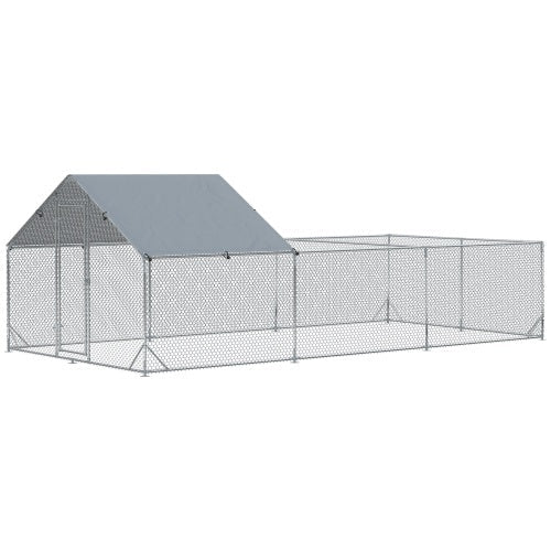 JMT-744714 Large Walk-In Metal Chicken Coop with Waterproof UV Cover – Spacious Outdoor Enclosure for Poultry and Small Animals, 19.7' x 9.8' x 6.4'
