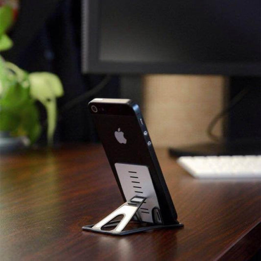 JMT-744714 Universal Black Card Phone Holder for Desktop Use - Adjustable Lazy Bracket, Compact Design 8.5CM x 5CM