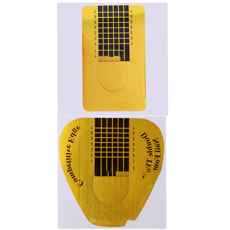 JMT-745162 Golden French Nail Form Tips - 50/100pcs Horseshoe & Rectangle Nail Extension Art Tools