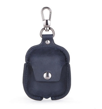 JMT-745354 Leather AirPods Cover with Keychain Attachment, Compatible with iPhone Models, Includes Charging Hole