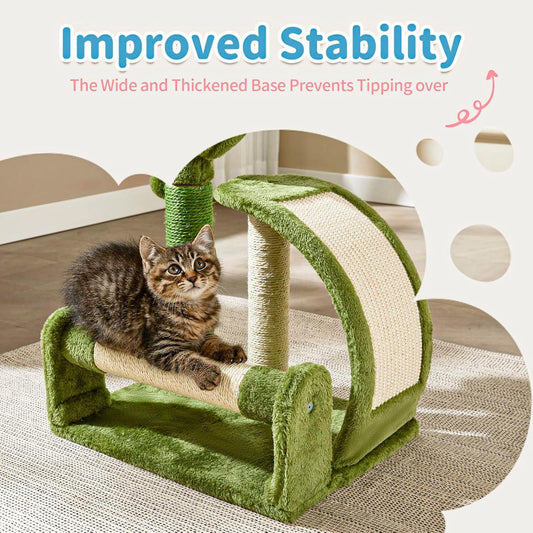 JMT-745866 Cactus-Shaped Natural Sisal Rope Cat Scratching Post with Sturdy Base and Easy Assembly