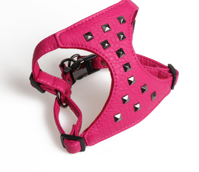 JMT-746186 Adjustable Stylish Studded Leather Dog Vest with Leash