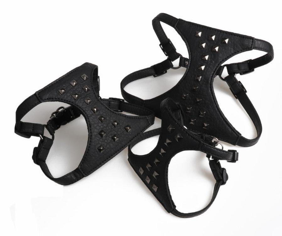 JMT-746186 Adjustable Stylish Studded Leather Dog Vest with Leash