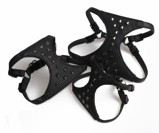 JMT-746186 Adjustable Stylish Studded Leather Dog Vest with Leash