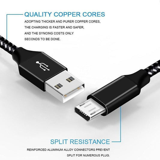 JMT-746186 Braided Micro USB Data Charging Cable for Fast Charging Android Devices