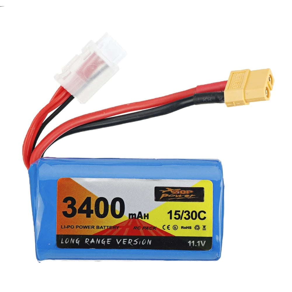 JMT-746186 Lithium Ion 3400mAh 11.1V Battery for XT60 FPV Racing Drones, 205g