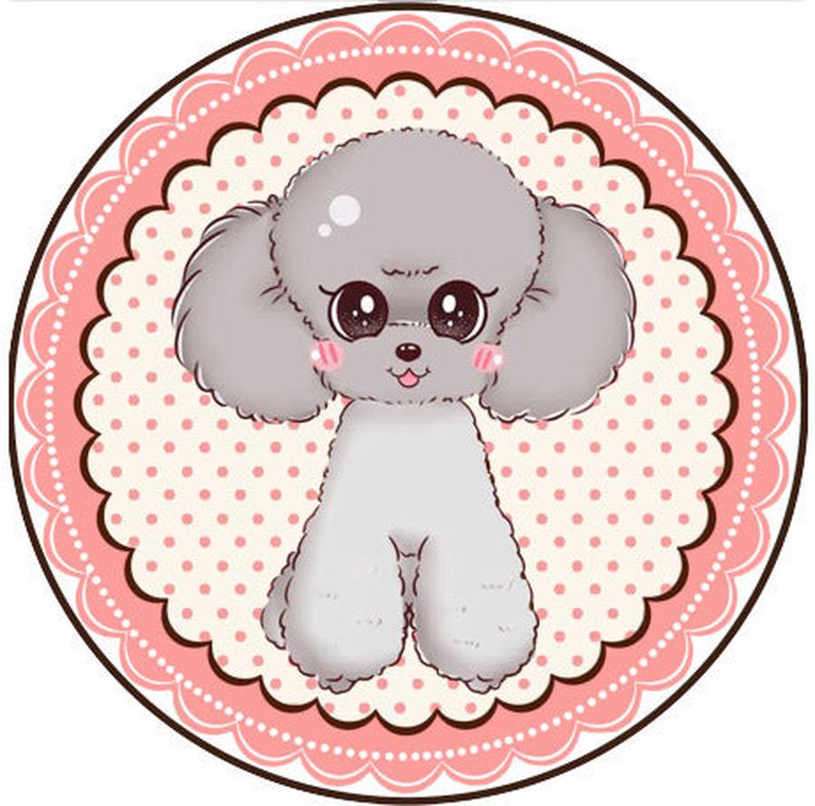 JMT-746314 Cartoon Dog Carpet for All Seasons - Non-Slip Round Pet Mat in Two Sizes