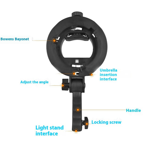 JMT-746378 S-Type Bracket for Photography Flashlight - Handheld ABS Plastic Accessory, Short Handle Design, 250mm