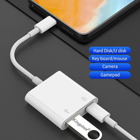 JMT-746506 2 in 1 USB C OTG Adapter with 18W PD/QC Charging Splitter for iPad and Android Devices
