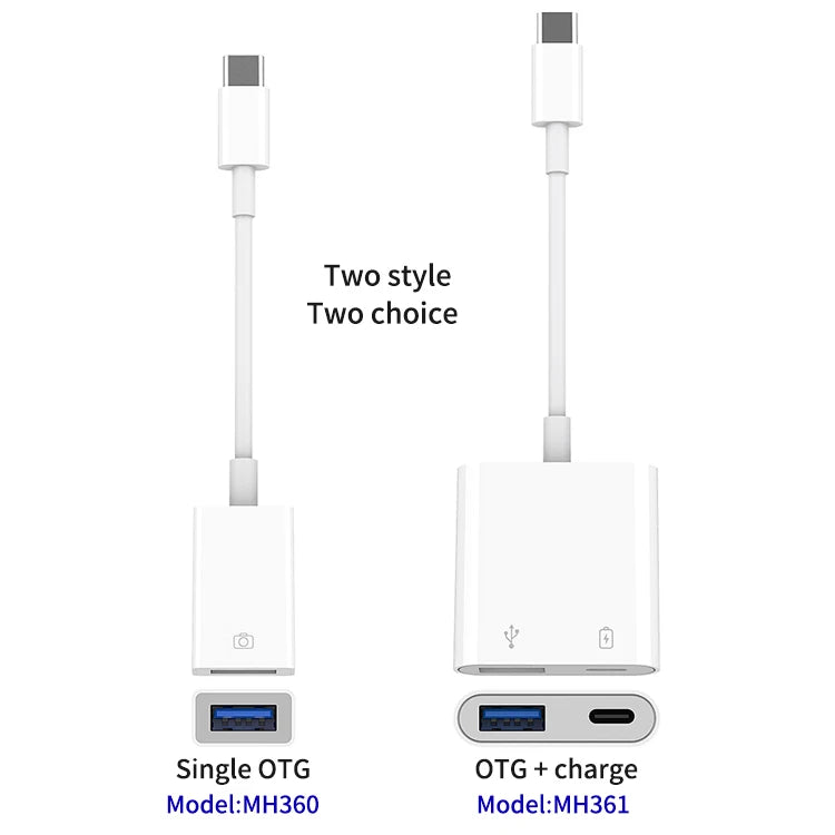 JMT-746506 2 in 1 USB C OTG Adapter with 18W PD/QC Charging Splitter for iPad and Android Devices