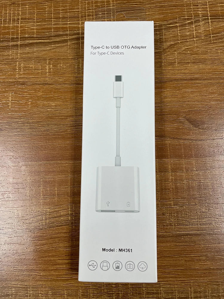 JMT-746506 2 in 1 USB C OTG Adapter with 18W PD/QC Charging Splitter for iPad and Android Devices