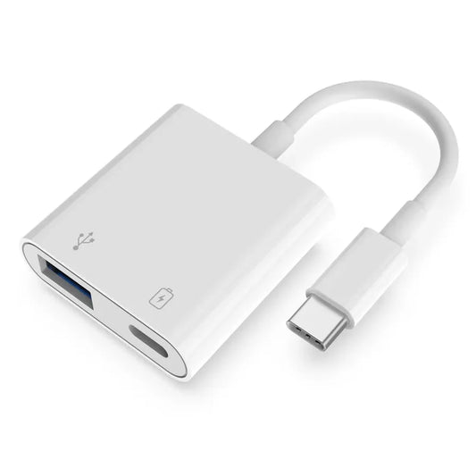 JMT-746506 2 in 1 USB C OTG Adapter with 18W PD/QC Charging Splitter for iPad and Android Devices