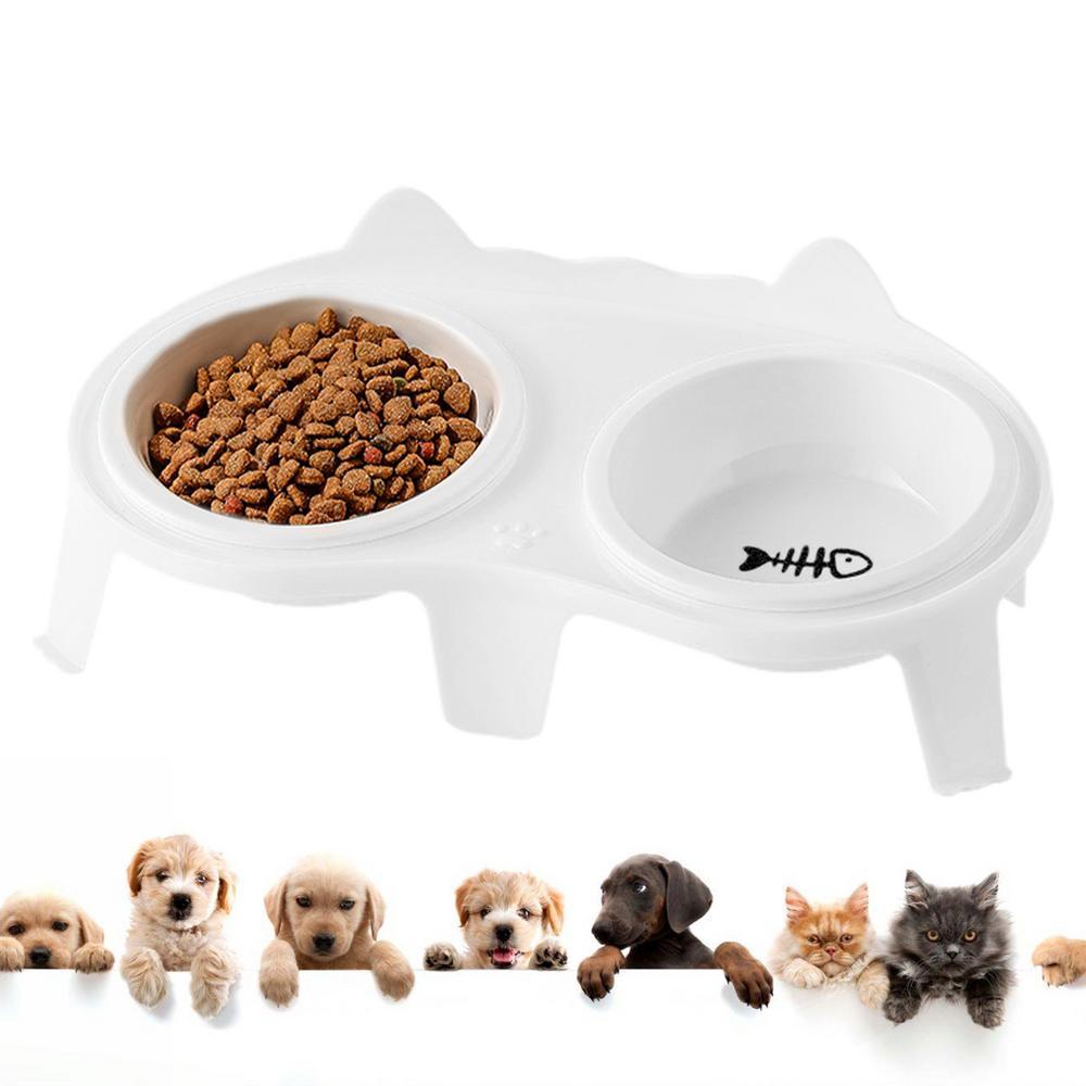 JMT-746826 Elevated Tilted Ceramic Cat Food and Water Bowl Set with Stand for Comfortable Feeding