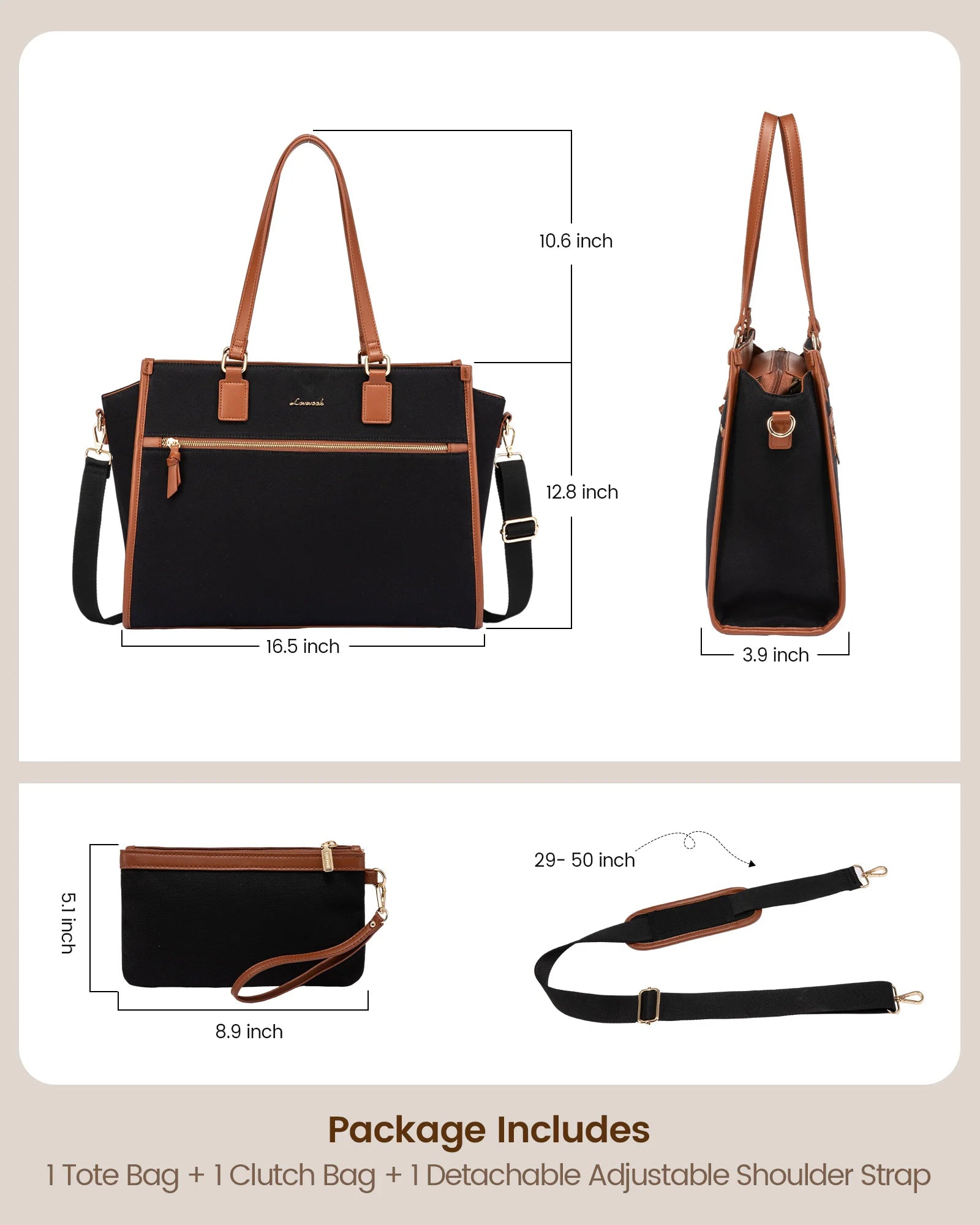 JMT-746826 Fashionable Leather Tote Bags Set for 15.6 Inch Laptops - Ideal for Office, Business, and Travel