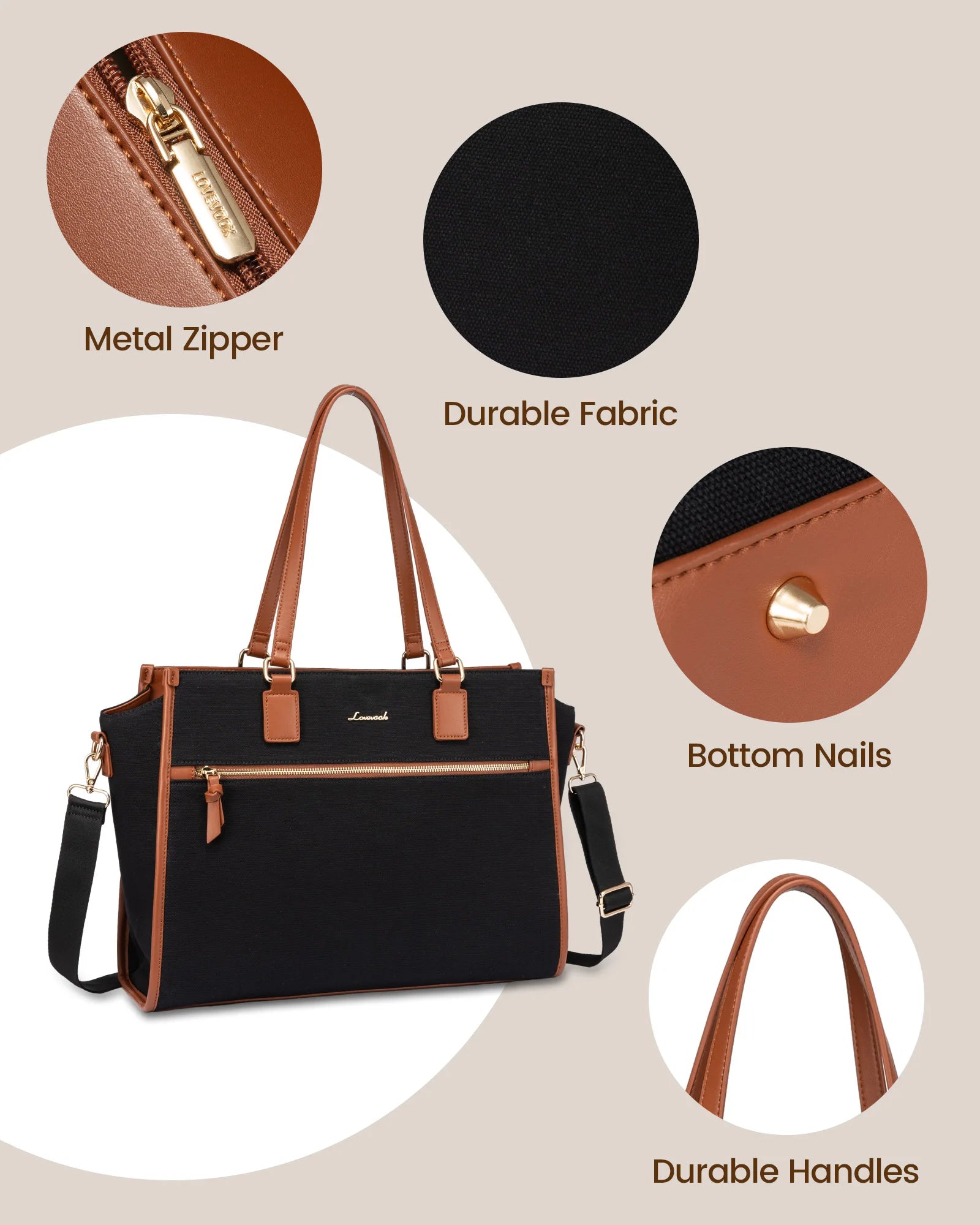 JMT-746826 Fashionable Leather Tote Bags Set for 15.6 Inch Laptops - Ideal for Office, Business, and Travel