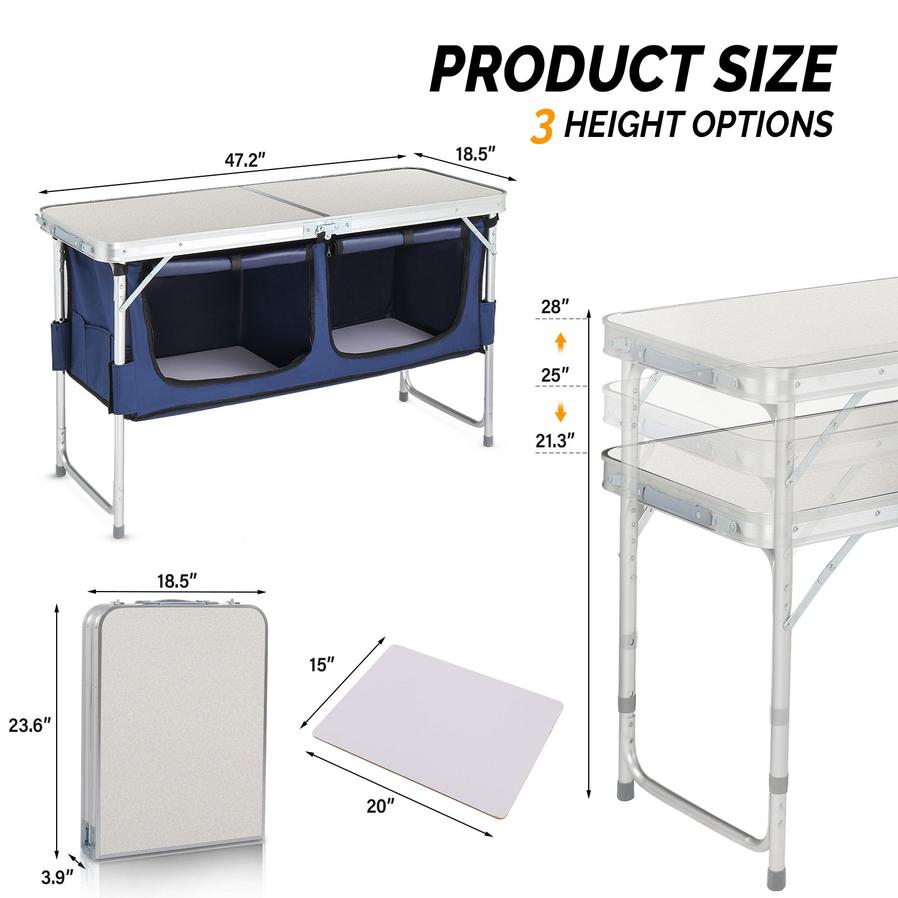 JMT-746890 4ft Portable Folding Outdoor Table for Camping and Events