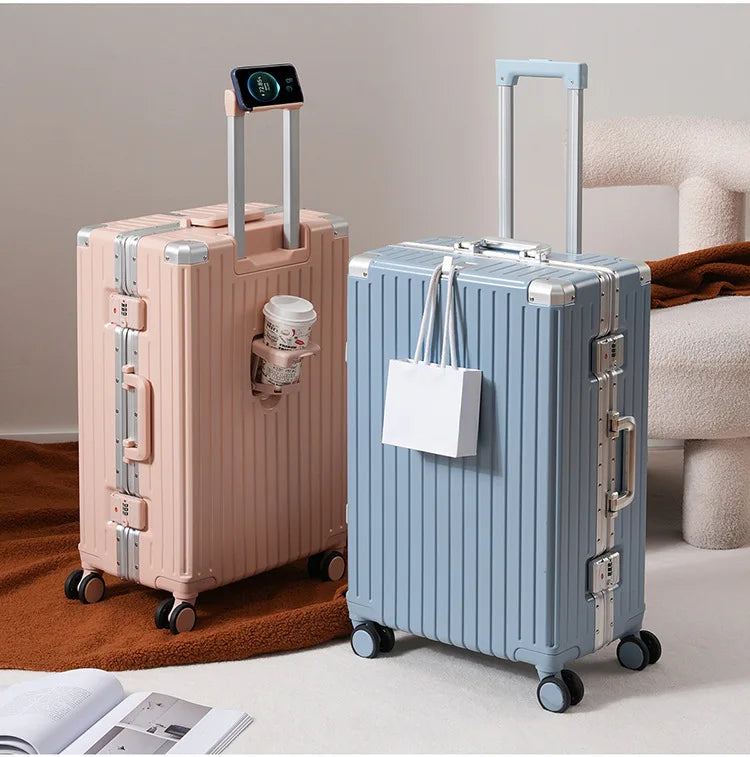 JMT-746890 Custom Logo Hard Shell Carry-On Luggage Set - 20 and 24 Inch with Smooth Rolling Wheels and Zipper Closure
